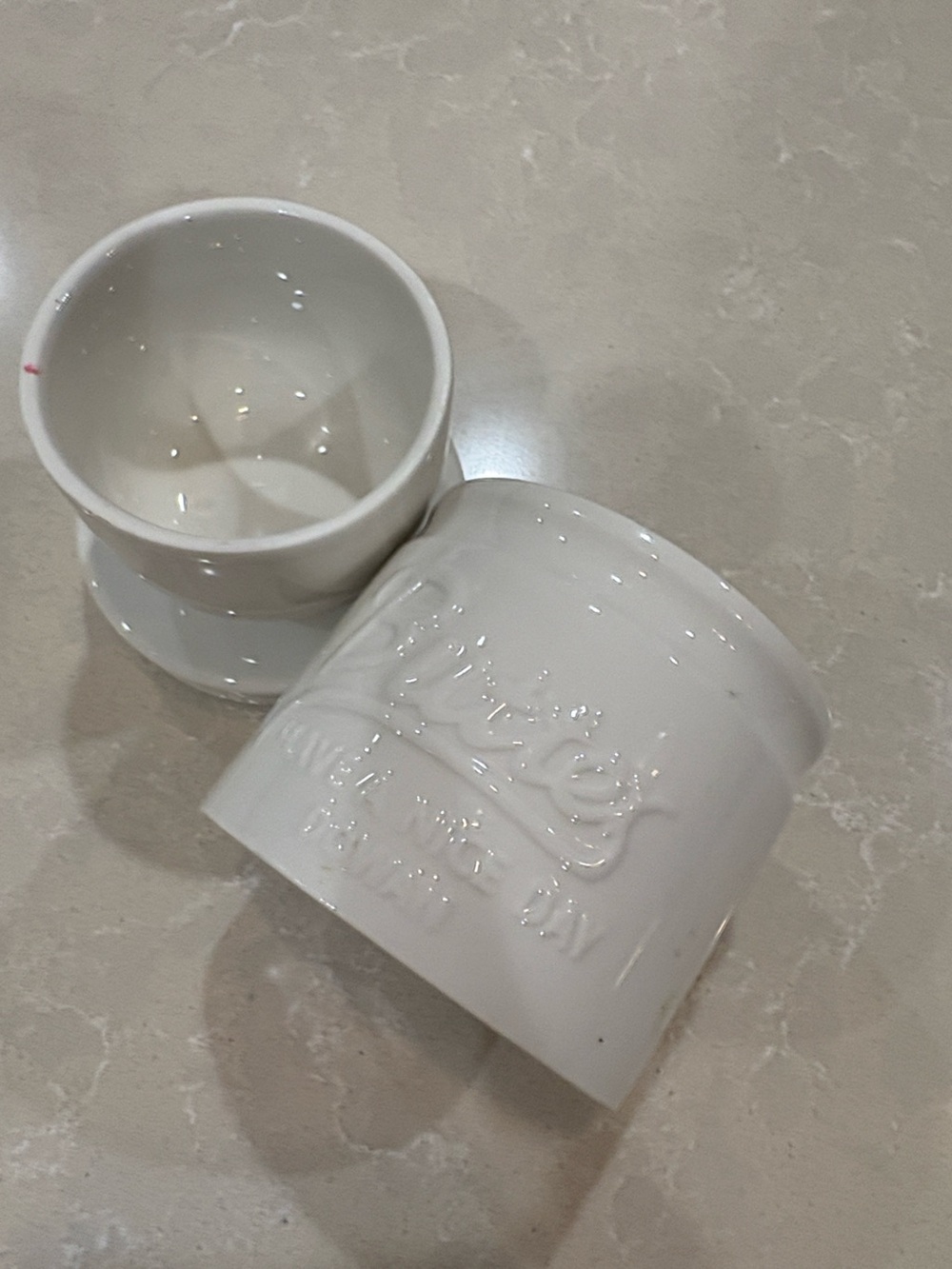White Embossed Ceramic Butterbell